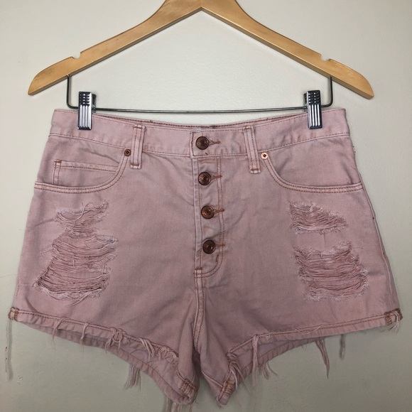 Pink Abercrombie and Fitch high waisted shorts - Picture 1 of 3